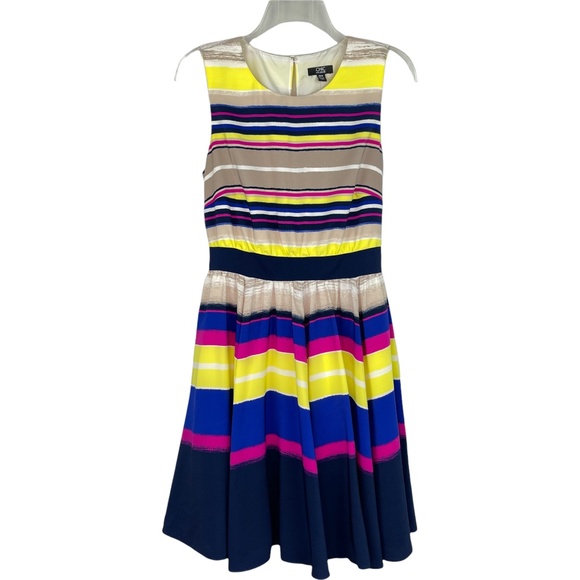 CHIC by Jacob Multi Color Striped Sleeveless Dress Women's Sz M NWT Org $99 - Picture 6 of 7
